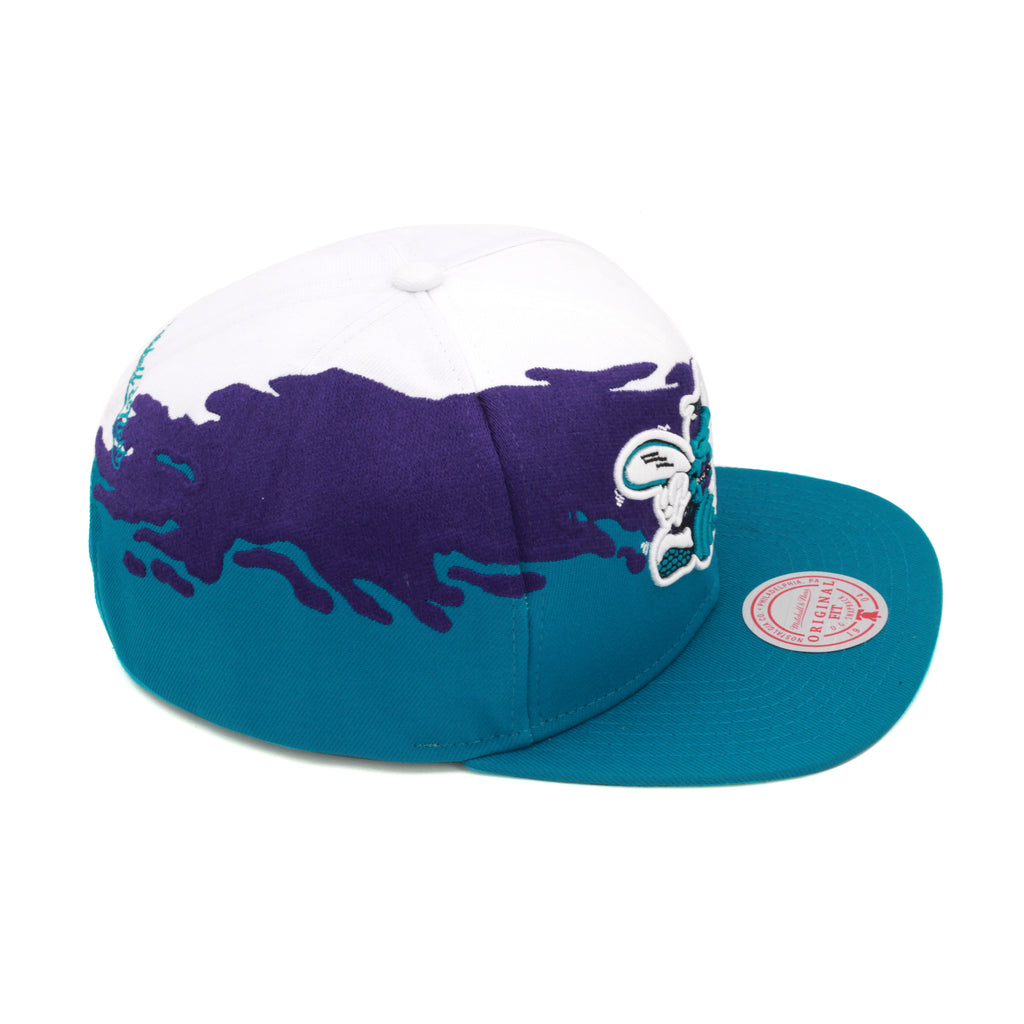 Charlotte Hornets Mitchell & Ness Paintbrush Snapback Hat Purple/Teal