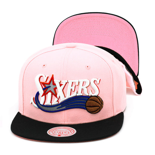 Philadelphia 76ers Mitchell & Ness Snapback Hat Pastel Pink