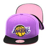 Los Angeles Lakers Mitchell & Ness Snapback Hat Pastel Purple/Pink Bottom