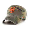 New York Mets 47 Brand Clean Up Dad Hat Washed Camo/Orange