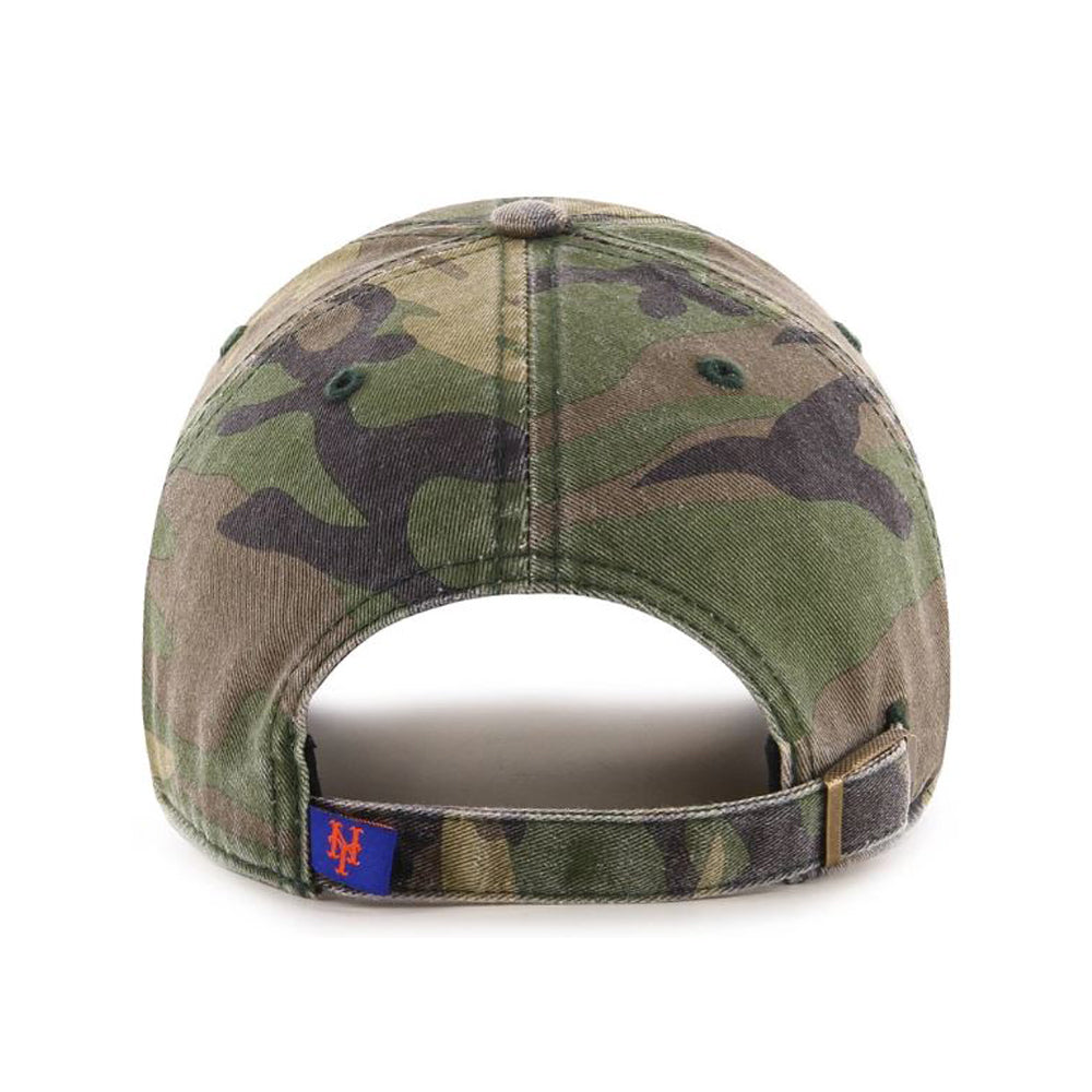 New York Mets 47 Brand Clean Up Dad Hat Washed Camo/Orange