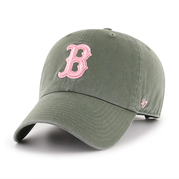 Boston Red Sox 47 Brand Clean Up Dad Hat Moss Green/Baby Pink