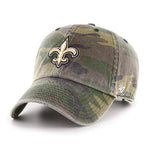 New Orleans Saints 47 Brand Clean Up Dad Hat Washed Camo