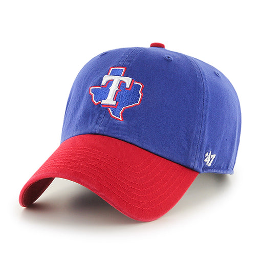 Texas Rangers 47 Brand Clean Up Dad Hat Two-tone Royal/Red