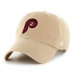 Philadelphia Phillies Cooperstown 47 Brand Clean Up Dad Hat Khaki/Dark Maroon
