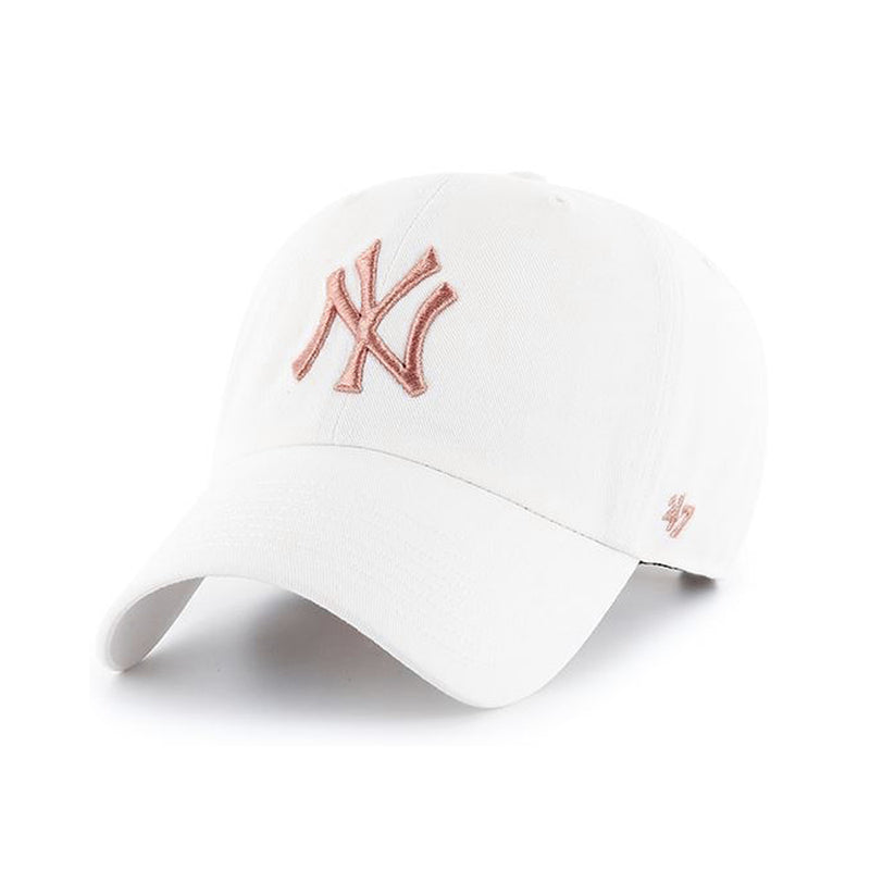 New York Yankees White Rose Gold 47 Brand Clean Up Dad Hat
