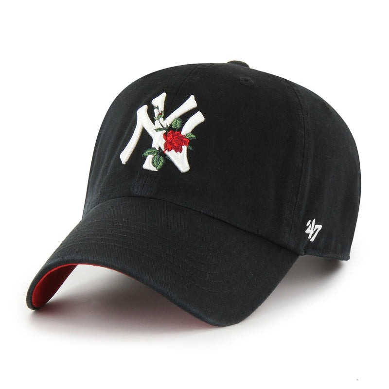 New York Yankees Black 47 Brand Rose Thorn Clean Up Dad Hat
