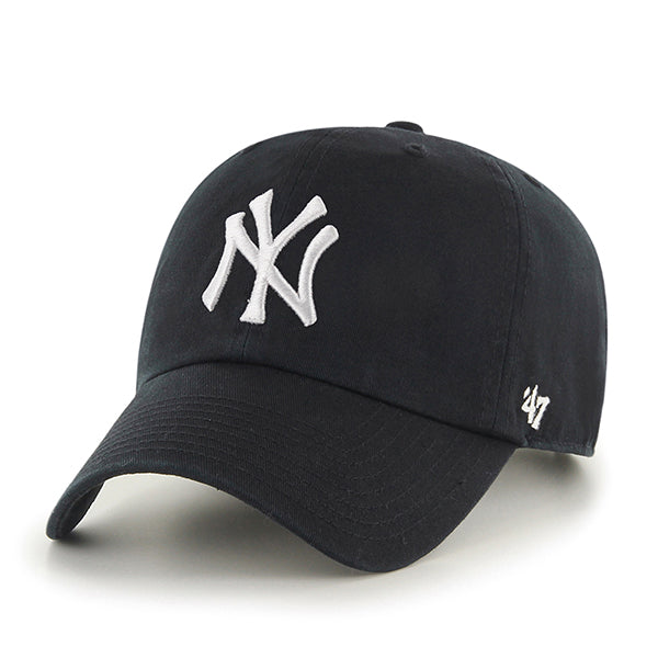New York Yankees Black White 47 Brand Clean Up Dad Hat