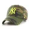 New York Yankees Camo Neon Green 47 Brand Clean Up Dad Hat