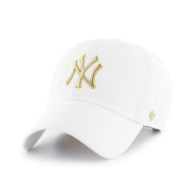 New York Yankees White Gold 47 Brand Clean Up Dad Hat
